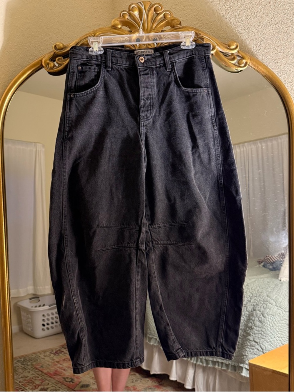 Free Peopld we the free barrel Black High-Waist Denim Pants